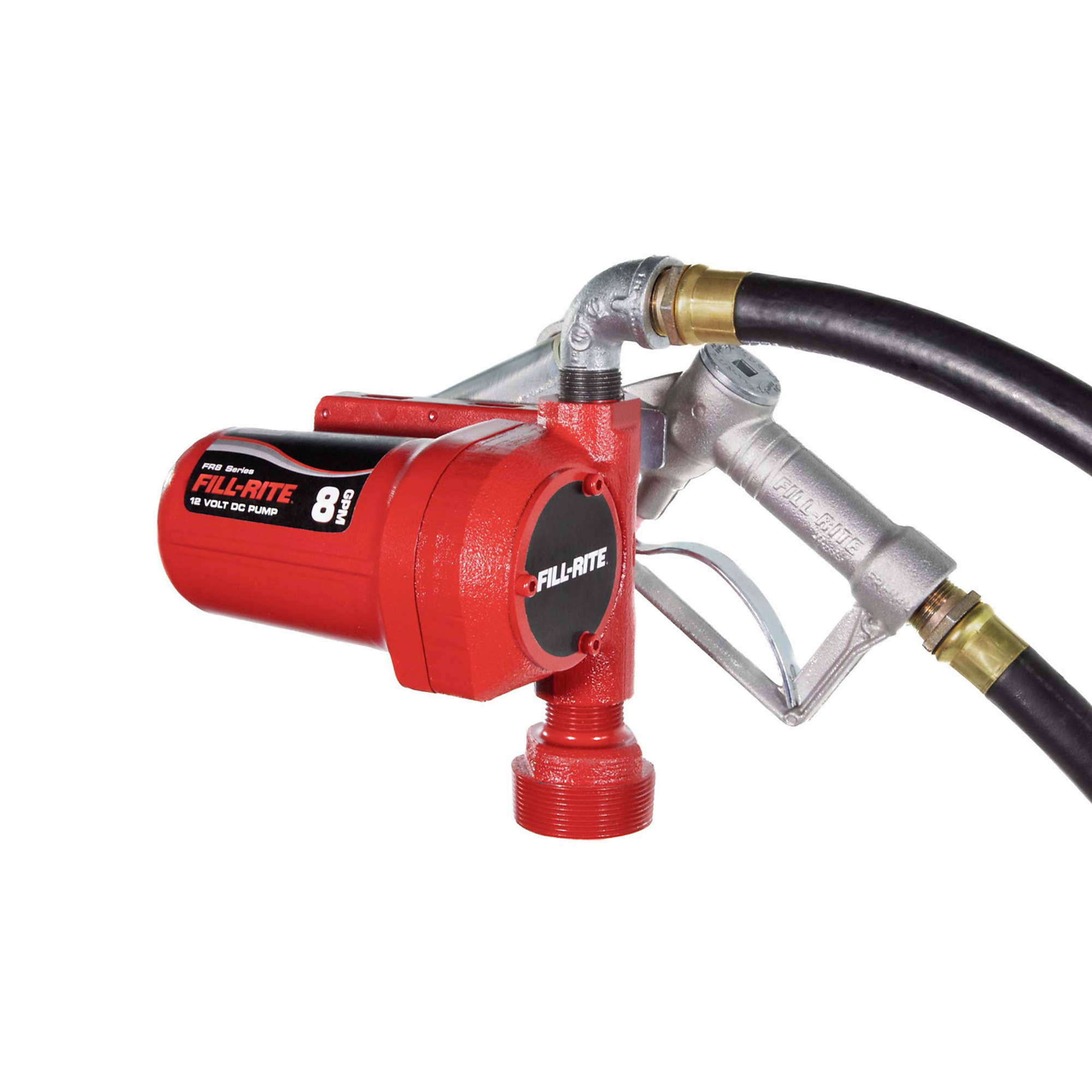 Fill-Rite Fuel Pump - 12V, 8 GPM, Manual Nozzle, Hose, Suction Pipe, Model# FR8